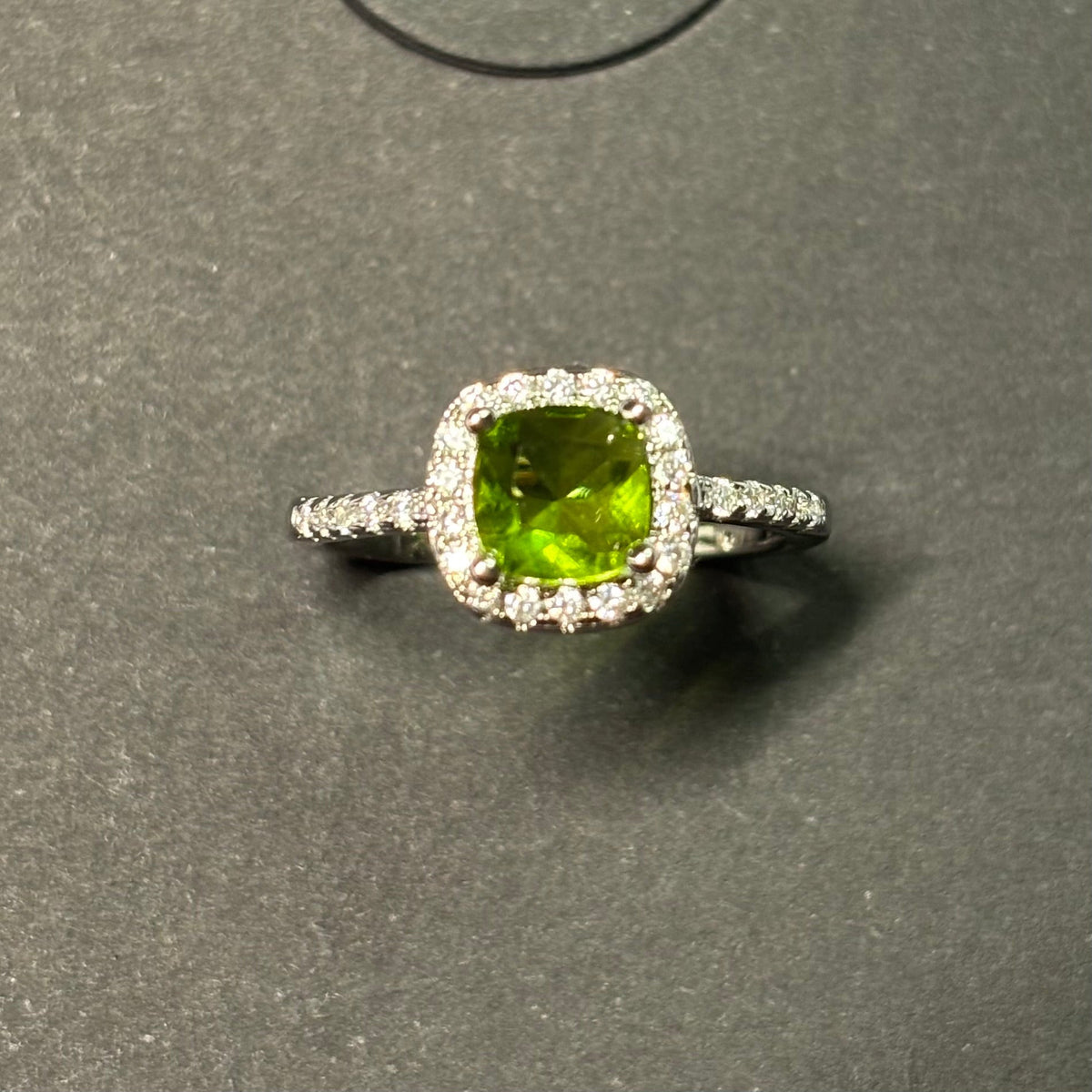 Green Peridot Crystal Ring
