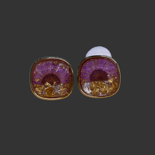 French vintage camellia stud earring